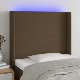  Zagłówek do łóżka z LED ciemnobrązowy, 93x16x118/128 cm tkanina