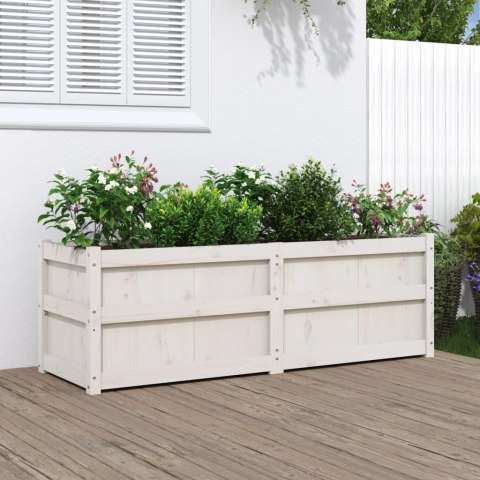  Donica ogrodowa, biała, 150x50x50 cm, lite drewno sosnowe