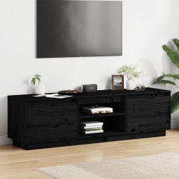  Szafka pod telewizor, czarna, 140x35x40 cm, lite drewno sosnowe