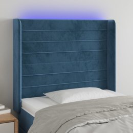  Zagłówek do łóżka z LED ciemnoniebieski 83x16x118/128cm tkanina