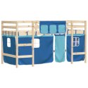  Dziecięce łóżko na antresoli, niebieskie zasłonki, 80x200 cm