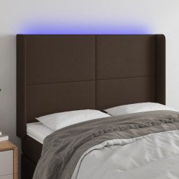  Zagłówek do łóżka z LED brązowy 147x16x118/128cm sztuczna skóra