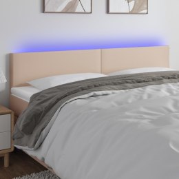  Zagłówek do łóżka z LED, cappuccino, 200x5x78/88 cm, ekoskóra