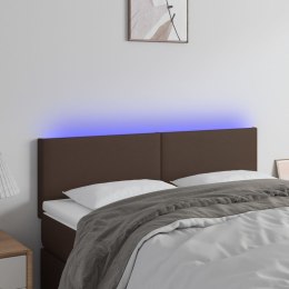  Zagłówek do łóżka z LED, brązowy, 144x5x78/88cm, sztuczna skóra