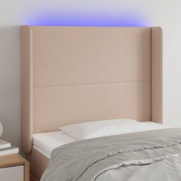  Zagłówek do łóżka z LED, cappuccino, 103x16x118/128cm, ekoskóra