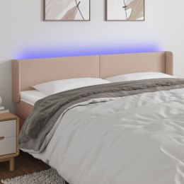  Zagłówek do łóżka z LED, cappuccino, 163x16x78/88 cm, ekoskóra