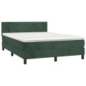  Łóżko kontynentalne z materacem i LED zielony aksamit 140x200cm