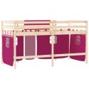  Dziecięce łóżko na antresoli, różowe zasłonki, 80x200 cm