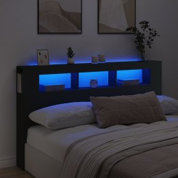  Wezgłowie łóżka z LED, czarne, 180x18,5x103,5 cm