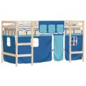  Dziecięce łóżko na antresoli, niebieskie zasłonki, 90x200 cm