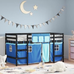  Dziecięce łóżko na antresoli, zasłonki, niebieskie, 90x200 cm