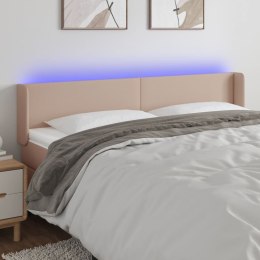  Zagłówek do łóżka z LED, cappuccino, 183x16x78/88 cm, ekoskóra