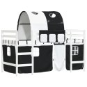  Dziecięce łóżko na antresoli, z tunelem, biało-czarne, 80x200cm