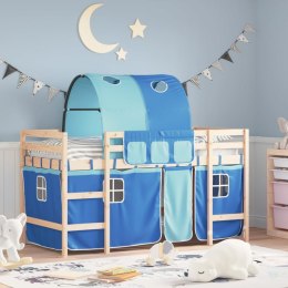  Dziecięce łóżko na antresoli, z tunelem, niebieskie, 90x190 cm