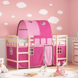  Dziecięce łóżko na antresoli, z tunelem, różowe, 90x190 cm