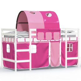  Dziecięce łóżko na antresoli, z tunelem, różowe, 90x200 cm