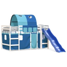  Dziecięce łóżko na antresoli, z tunelem, niebieskie, 80x200 cm