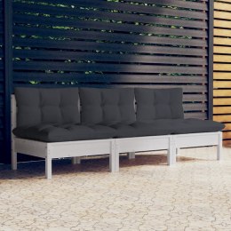  3-osobowa sofa ogrodowa z antracytowymi poduszkami, sosnowa