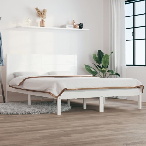  Rama łóżka, biała, lite drewno, 135x190 cm, podwójna