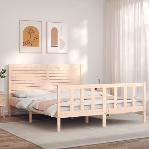  Rama łóżka z wezgłowiem, lite drewno