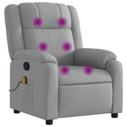  Rozkładany fotel masujący, jasnoszary, obity tkaniną