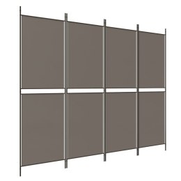 Parawan 4-panelowy, antracytowy, 200x220 cm, tkanina