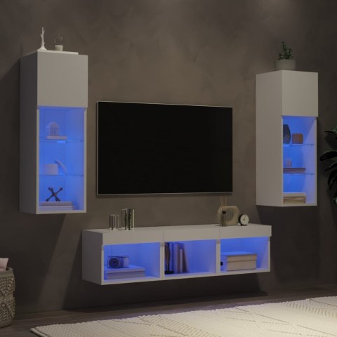 5-częściowy zestaw mebli TV z LED, biały