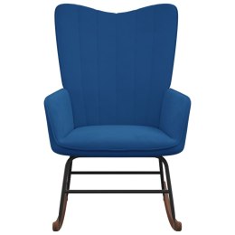 Fotel bujany, niebieski, tapicerowany aksamitem