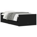 Rama łóżka z szufladami, czarna, 90x200 cm