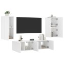 4-cz. zestaw mebli TV z LED, biały, materiał drewnopochodny