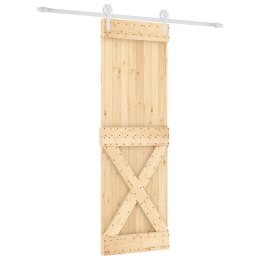 Drzwi przesuwne z osprzętem, 70x210 cm, lite drewno sosnowe