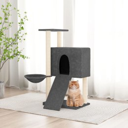 Drapak dla kota z sizalowymi słupkami, ciemnoszary, 96 cm