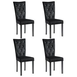 Krzesła stołowe, 4 szt., czarne, obite aksamitem