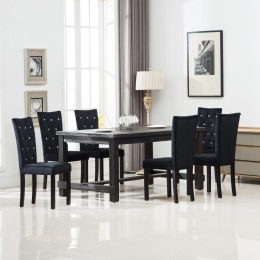 Krzesła stołowe, 6 szt., czarne, obite aksamitem