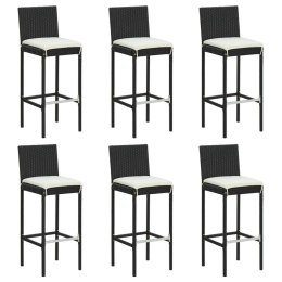 Krzesła barowe z poduszkami, 6 szt., czarne, polirattan