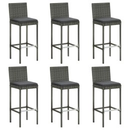 Krzesła barowe z poduszkami, 6 szt., szare, polirattan