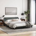 Rama łóżka z zagłówkiem, ciemnoszara, 160x200 cm, obita tkaniną