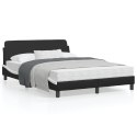 Rama łóżka z wezgłowiem, czarno-biała, 140x200 cm, ekoskóra