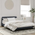 Rama łóżka z zagłówkiem, ciemnoszara, 140x200 cm, aksamitna
