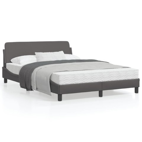 Rama łóżka z zagłówkiem, szara, 140x200 cm, sztuczna skóra