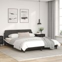 Rama łóżka z zagłówkiem, czarno-biała, 160x200 cm, ekoskórą