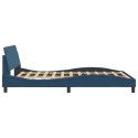 Rama łóżka z zagłówkiem, niebieska, 140x190 cm, obita tkaniną