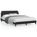Rama łóżka z wezgłowiem, czarno-biała, 140x190 cm, ekoskóra