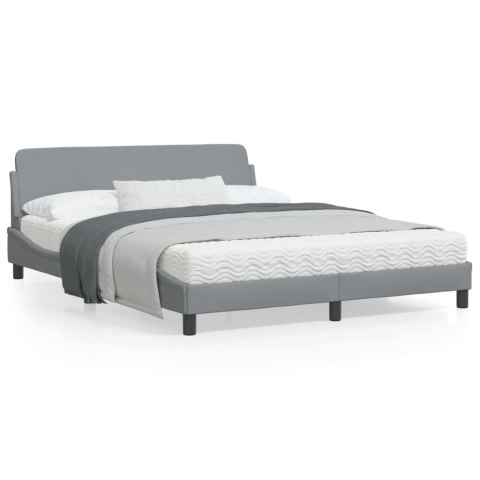 Rama łóżka z zagłówkiem, jasnoszara, 160x200 cm, obita tkaniną