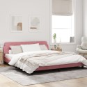 Rama łóżka z zagłówkiem, różowa, 180x200 cm, aksamitna