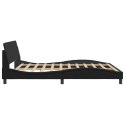Rama łóżka z zagłówkiem, czarna, 180x200 cm, sztuczna skóra