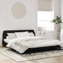 Rama łóżka z zagłówkiem, czarna, 180x200 cm, aksamitna