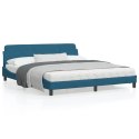 Rama łóżka z zagłówkiem, niebieska, 180x200 cm, aksamitna