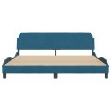Rama łóżka z zagłówkiem, niebieska, 180x200 cm, aksamitna