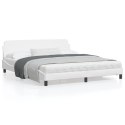 Rama łóżka z zagłówkiem, biała, 180x200 cm, sztuczna skóra